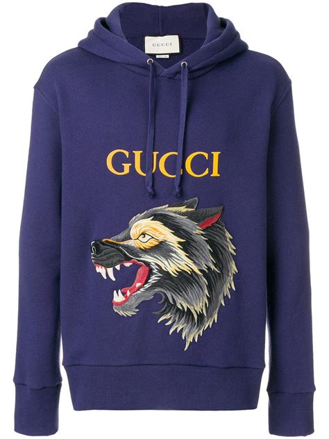 gucci blue wolf sweatshirt|Gucci trim tan hoodie.